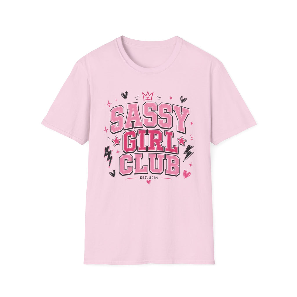 Sassy Girl Club Tee — Pink Cheerful Graphic T-Shirt