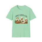 Ghost Garden Club T-Shirt — Cute Autumn Halloween Ghosts with Pumpkins & Flowers