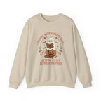 Reading With a Ghost Club Cute Spooky Book Lover Crewneck Sweatshirt