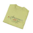 America 250 Years of Freedom Calligraphy Shirt, Elegant Script Patriotic Tee 1776 2026, Sophisticated Anniversary 4th of July T-Shirt, Patriotic