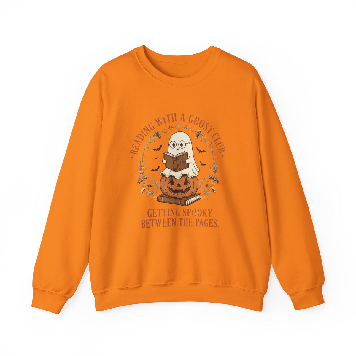 Reading With a Ghost Club Cute Spooky Book Lover Crewneck Sweatshirt