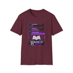 Reading Is My Buff T-Shirt — Gamer RPG Stat Bars Book Lover Tee
