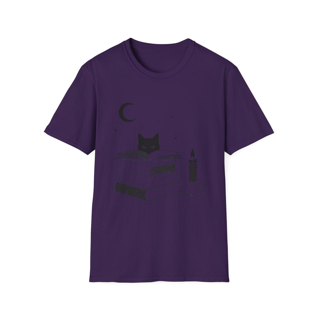 Cat & Books T‑Shirt — Mystical Reading Graphic Tee