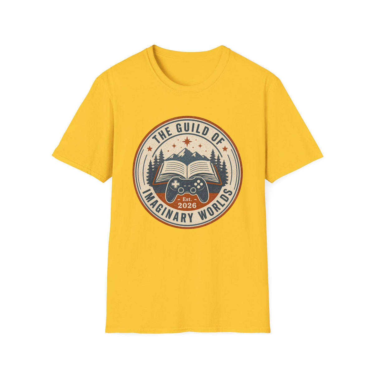 Guild of Imaginary Worlds T‑Shirt — Vintage Book & Adventure Logo