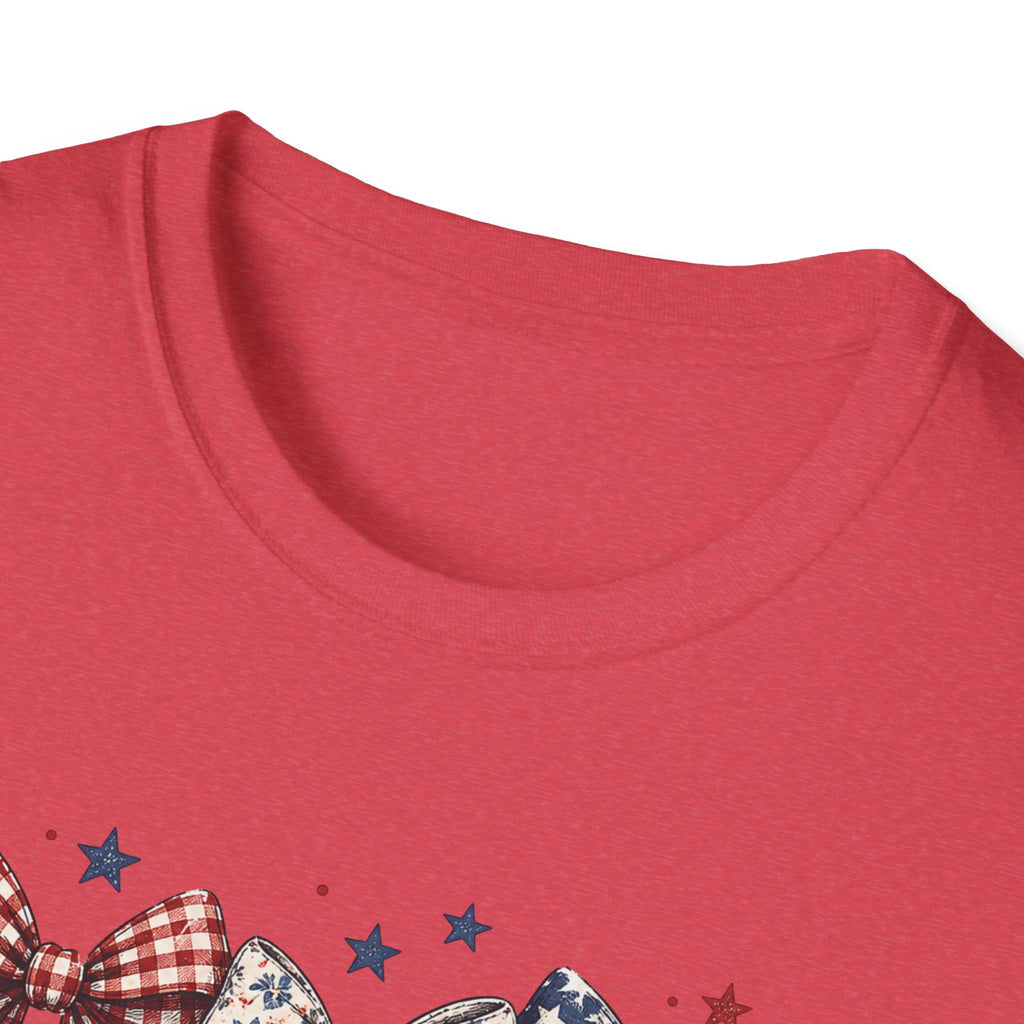 America 250 Years of Freedom Bow Shirt, Coquette Patriotic Trio Bow Tee 1776 2026, 4th of July Women's Vintage Bow T-Shirt, Gingham Stars Floral Patriotic Anniversary Gift