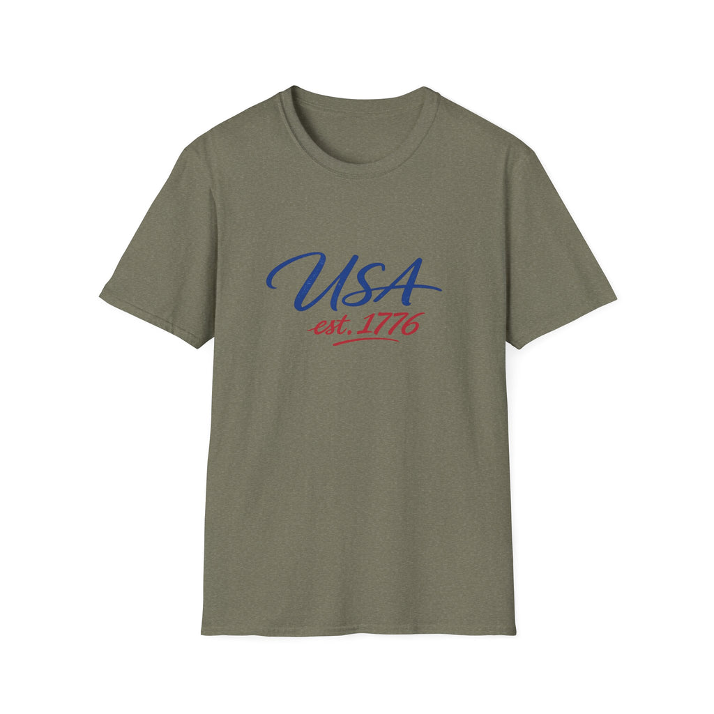 USA Est 1776 T-Shirt | Patriotic American Flag Colors Graphic Tee, Fourth Of July Casual Clothing