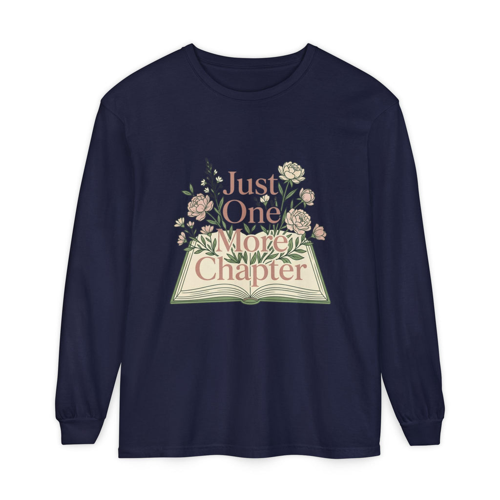 Long Sleeve T-Shirt — “Just One More Chapter” Floral Booklover Design