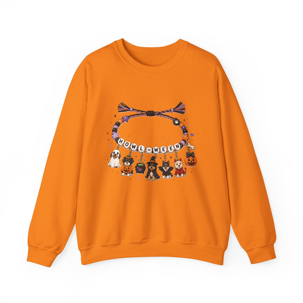 Halloween Charm Bracelet Cute Howl-ween Puppy Dog & Ghost Crewneck Sweatshirt