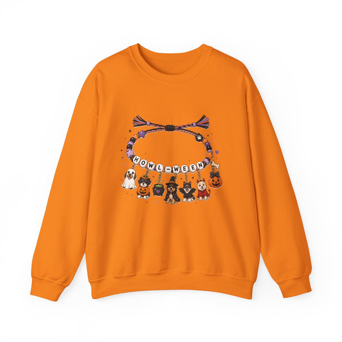 Halloween Charm Bracelet Cute Howl-ween Puppy Dog & Ghost Crewneck Sweatshirt