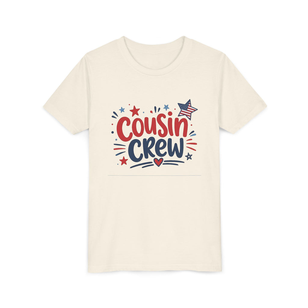 Cousin Crew Patriotic Tee, Red White Blue USA Shirt, Fun Family Celebration Graphic Top, Fourth of July Outfit Youth Short Sleeve Tee