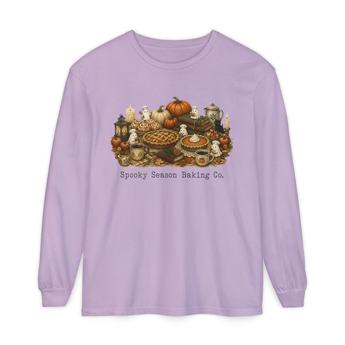 Spooky Season Autumn Baking Crew Cozy Fall Long Sleeve T-Shirt