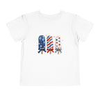 Patriotic Popsicle Trio Tee, Red White Blue USA Shirt, Cute Summer Fireworks Graphic Top, Fourth of July Celebration Outfit Toddler Short Sleeve Tee