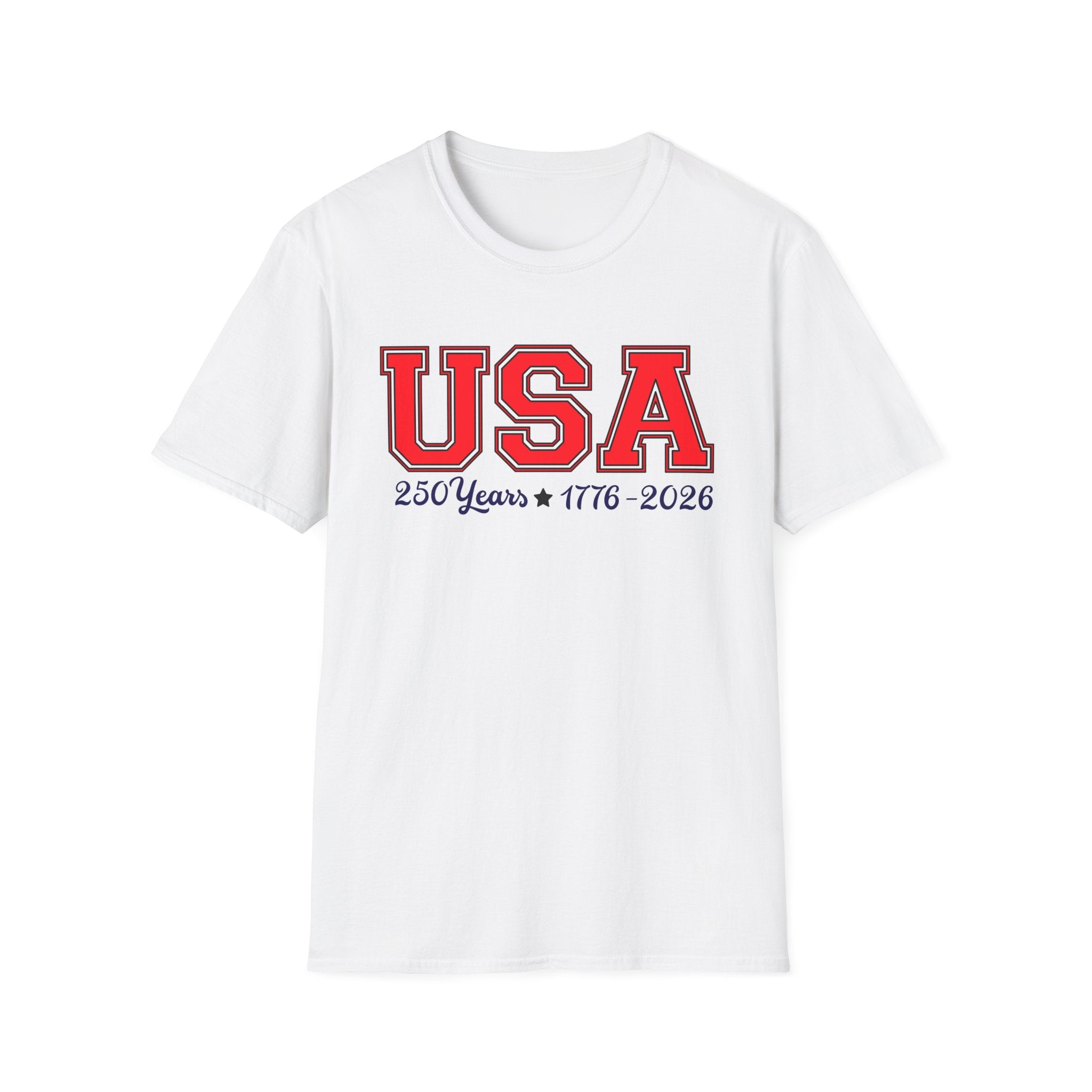 USA 250 Years Shirt 1776 2026, America 250th Anniversary T-Shirt, Varsity Style Patriotic Tee, Fourth of July Gift, Classic USA Bold Letter Shirt