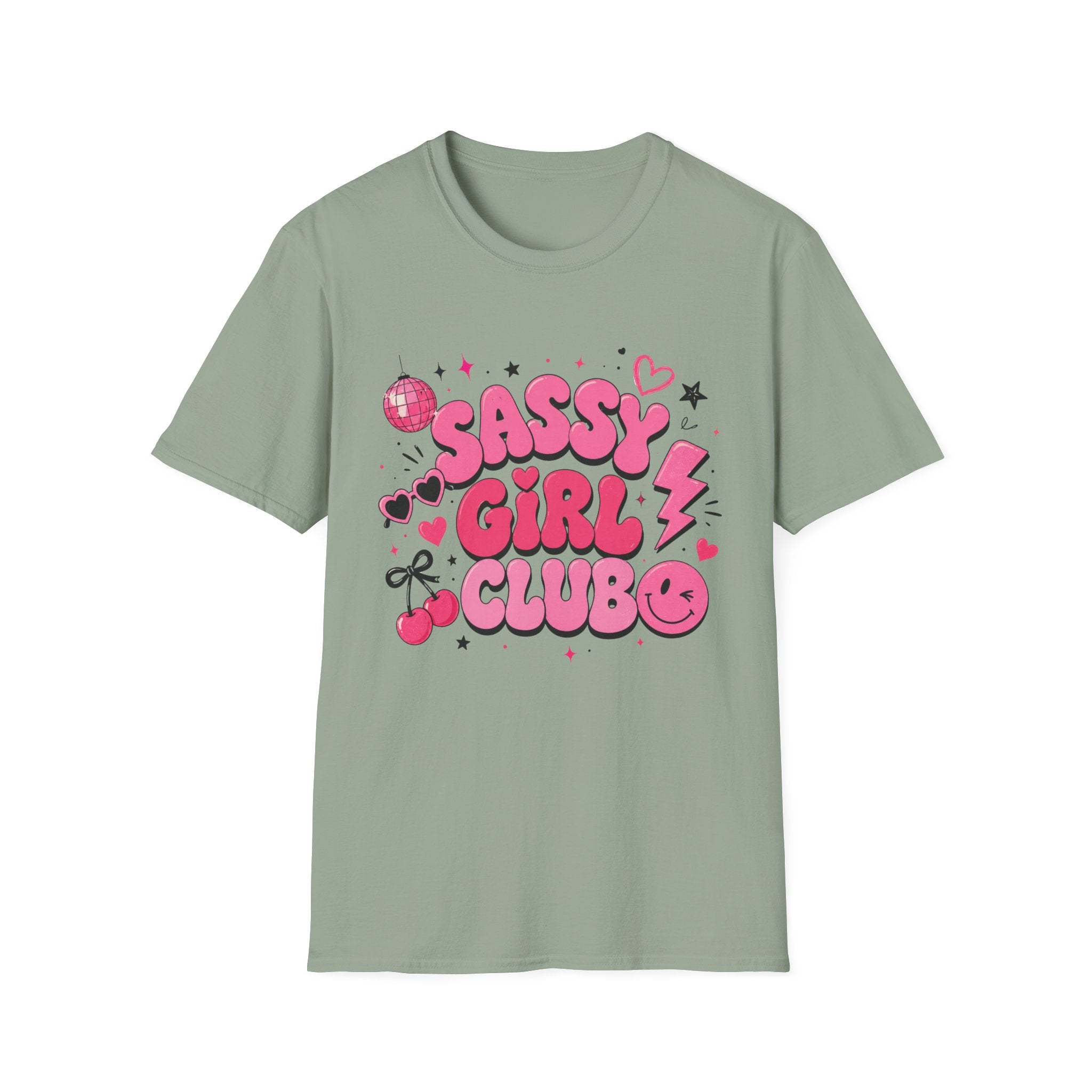 Sassy Girl Club T-Shirt — Retro Pink Bubble Letter Graphic Tee