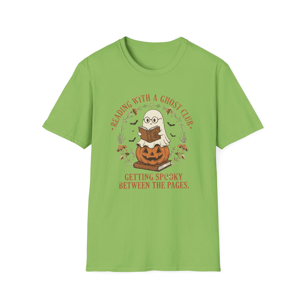Reading With a Ghost Club T-Shirt — Cute Spooky Book Lover Tee