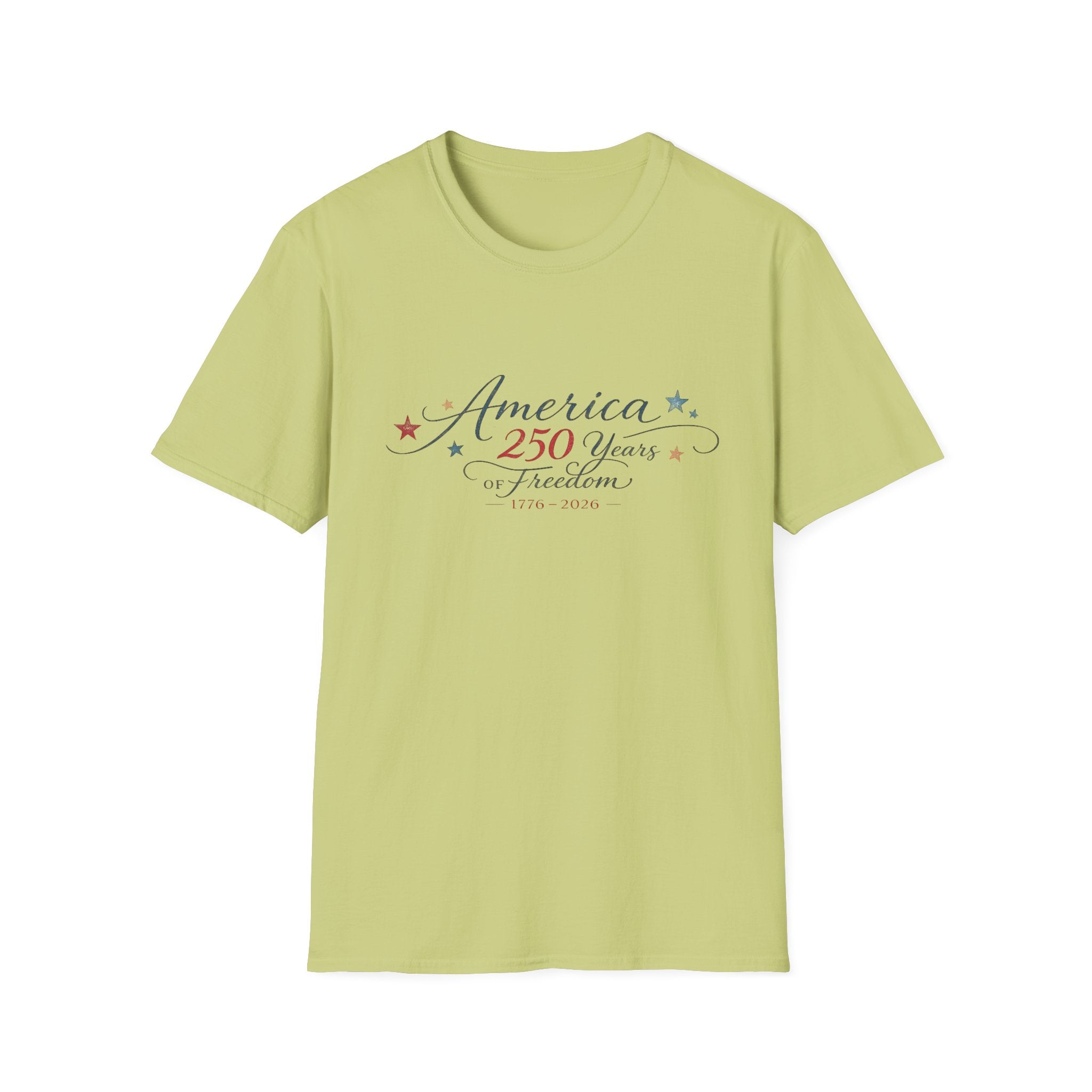America 250 Years of Freedom Calligraphy Shirt, Elegant Script Patriotic Tee 1776 2026, Sophisticated Anniversary 4th of July T-Shirt, Patriotic