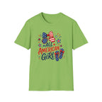All American Girl Tee, Patriotic Bow Flip Flops Shirt, Red White Blue Graphic Top, Cute USA Fourth of July Outfit T-Shirt