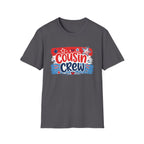 Patriotic Cousin Crew T-Shirt | Distressed American Flag Paint Stroke Graphic Tee, Fourth Of July Family Matching Top