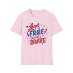 Land of the Free Tee, Because of the Brave Shirt, Patriotic USA Graphic Top, Red White Blue Freedom Outfit T-Shirt