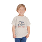 Born to Celebrate 1776 2026 Tee, Patriotic USA Anniversary Shirt, Red White Blue Fireworks Graphic Top, Semiquincentennial Celebration Outfit Toddler Short Sleeve Tee