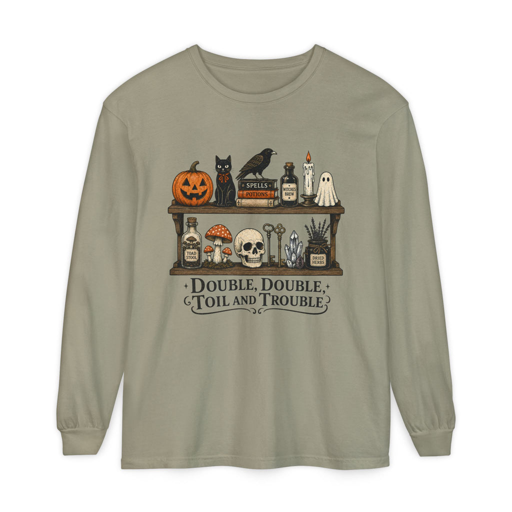 Halloween Potion Shelf "Double, Double, Toil and Trouble" Long Sleeve T-Shirt