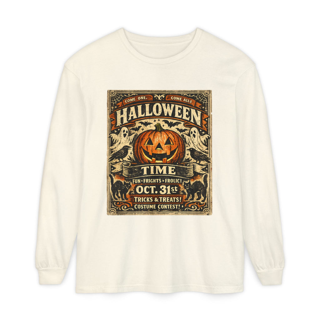 Halloween Time Vintage Jack-O'-Lantern & Ghosts Long Sleeve T-Shirt