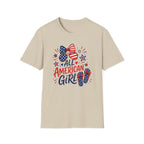 All American Girl Tee, Patriotic Bow Flip Flops Shirt, Red White Blue Graphic Top, Cute USA Fourth of July Outfit T-Shirt