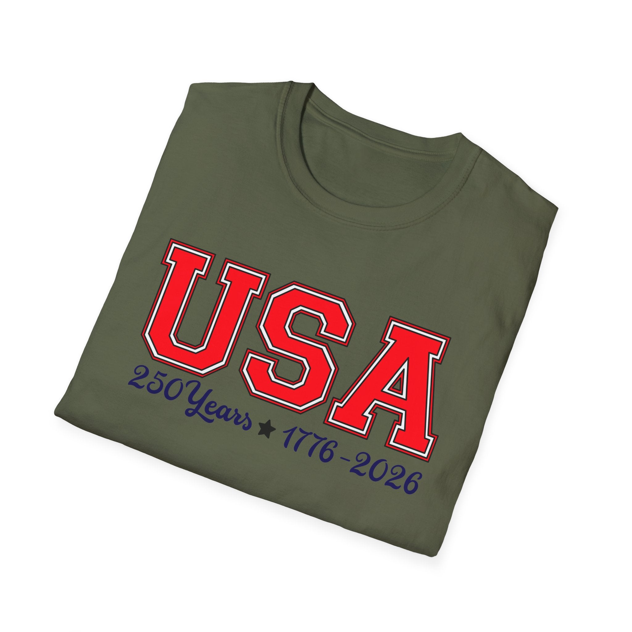 USA 250 Years Shirt 1776 2026, America 250th Anniversary T-Shirt, Varsity Style Patriotic Tee, Fourth of July Gift, Classic USA Bold Letter Shirt