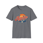 Retro America Shirt 4th of July Vintage Mountain Graphic Tee Sunset Landscape Fourth July Patriotic Stars Nature Lover