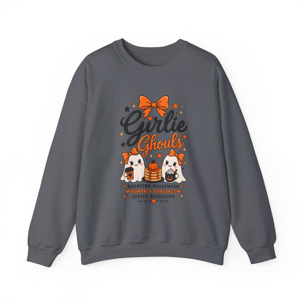 Girlie Ghouls Halloween Cute Orange Bow Spooky Crewneck Sweatshirt