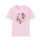 Patriotic Floral Bouquet Graphic Tee - 4th of July Wildflower T-Shirt