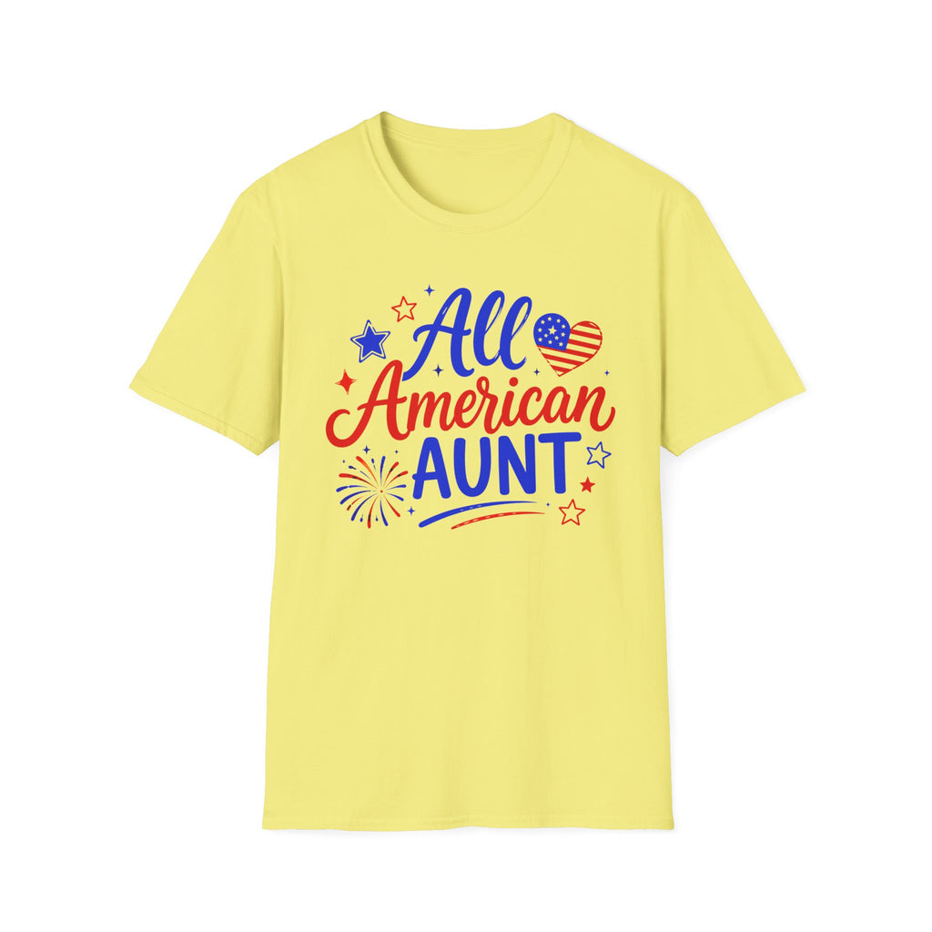 Patriotic All American Aunt Graphic Tee - 4th of July Family T-Shirt