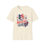 All American Girl Tee, Patriotic Bow Flip Flops Shirt, Red White Blue Graphic Top, Cute USA Fourth of July Outfit T-Shirt