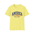 America 1776 Patriotic Tee, USA Heritage Shirt, Red White Blue Graphic Top, Classic American Pride OutfitT-Shirt