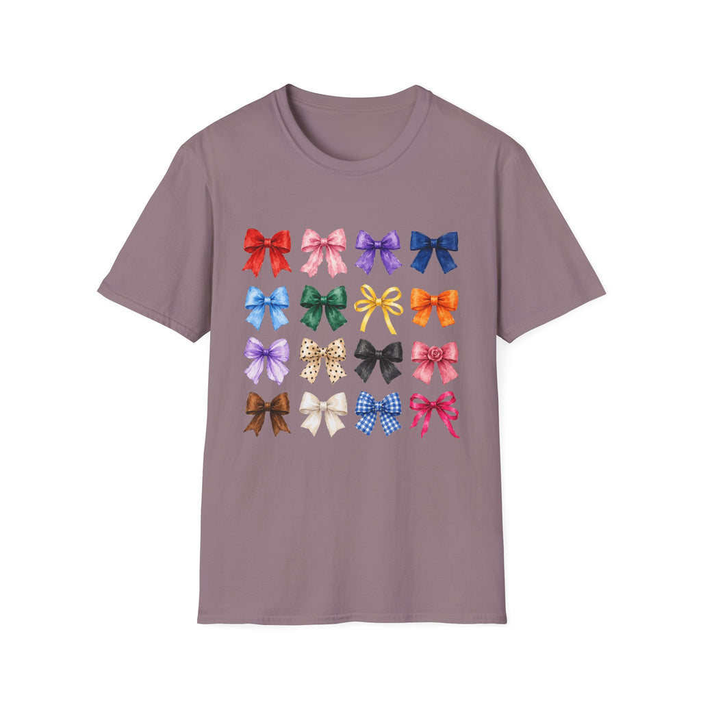 Bow Pattern T-Shirt — Colorful Ribbon Graphic Tee