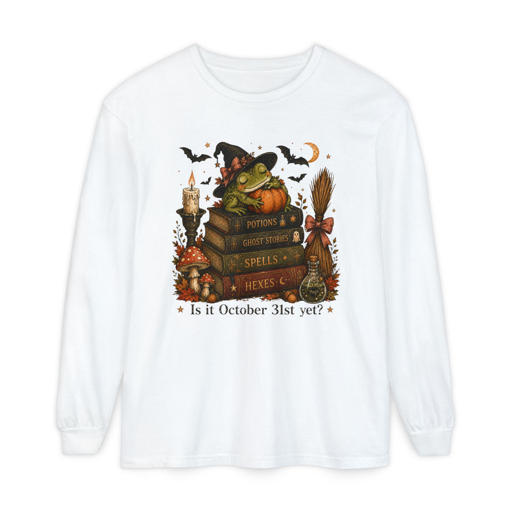 Witch Frog Potions & Ghost Stories Cute Spooky Halloween Long Sleeve T-Shirt
