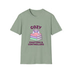 Cozy Chapters & Controllers T-Shirt — Gamer & Booklover Graphic Tee