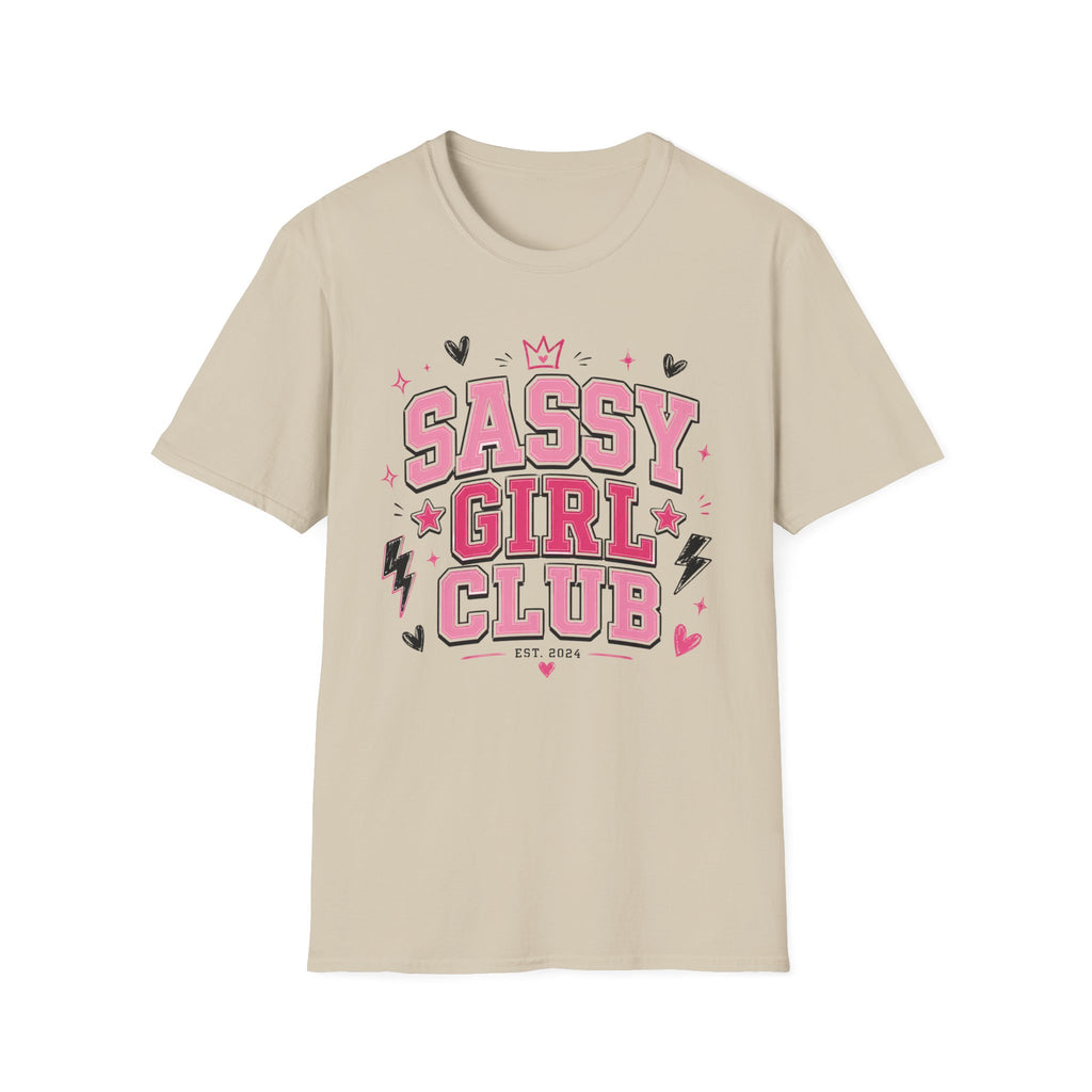 Sassy Girl Club Tee — Pink Cheerful Graphic T-Shirt