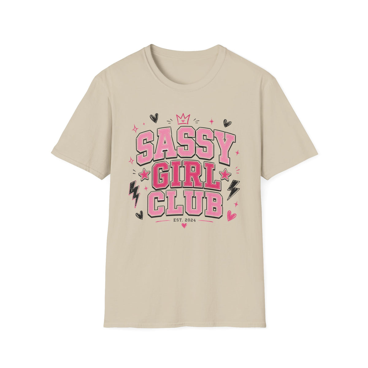 Sassy Girl Club Tee — Pink Cheerful Graphic T-Shirt