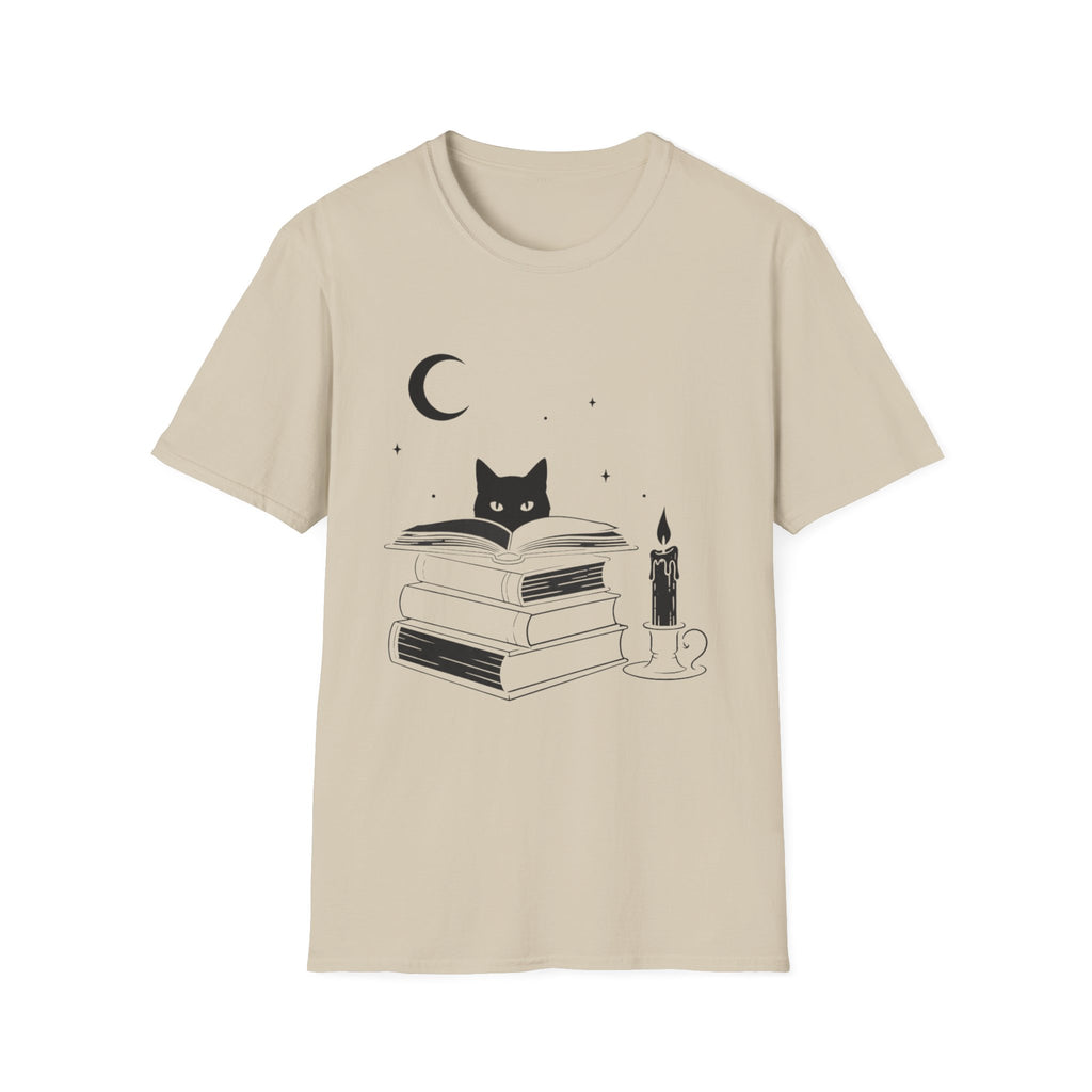 Cat & Books T‑Shirt — Mystical Reading Graphic Tee