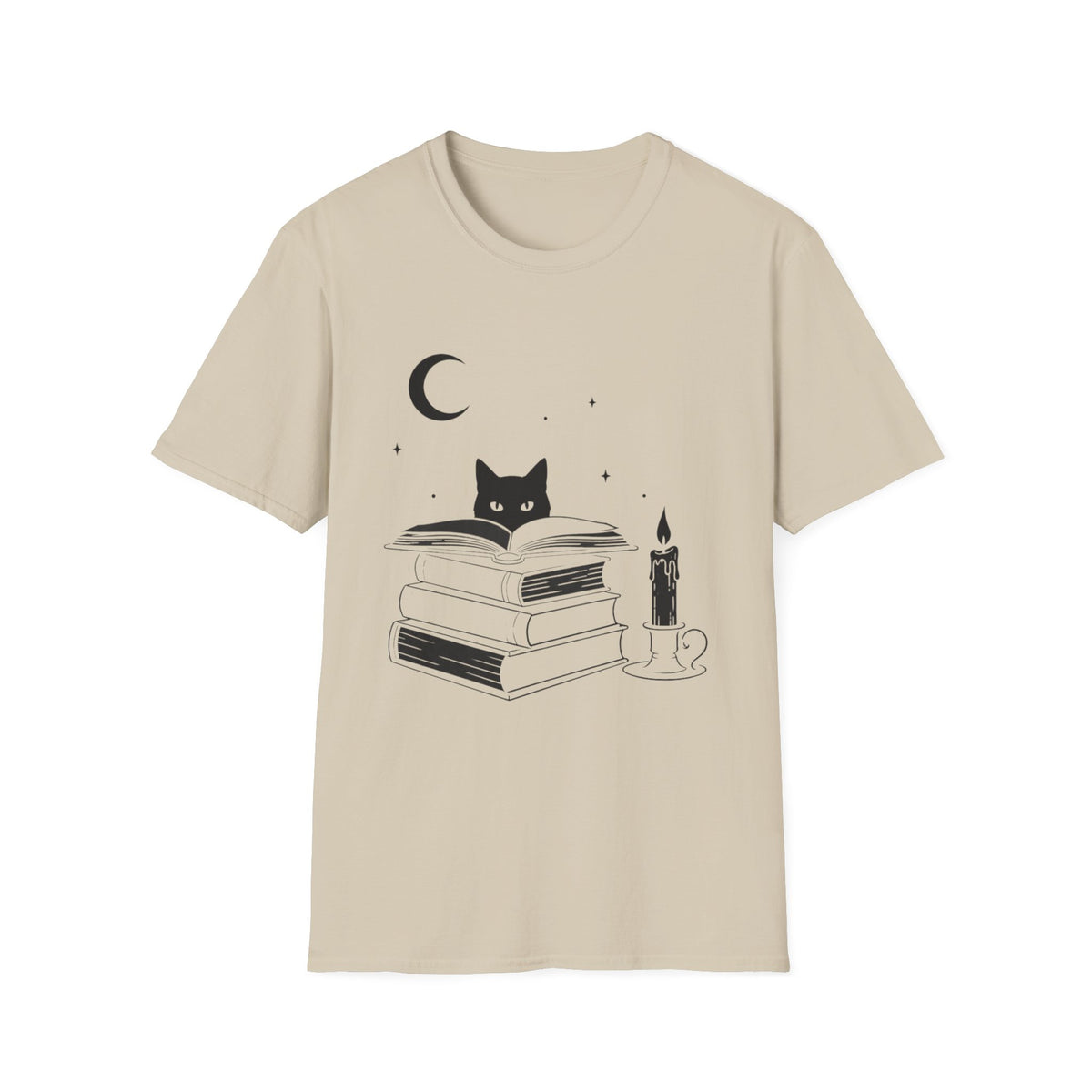 Cat & Books T‑Shirt — Mystical Reading Graphic Tee