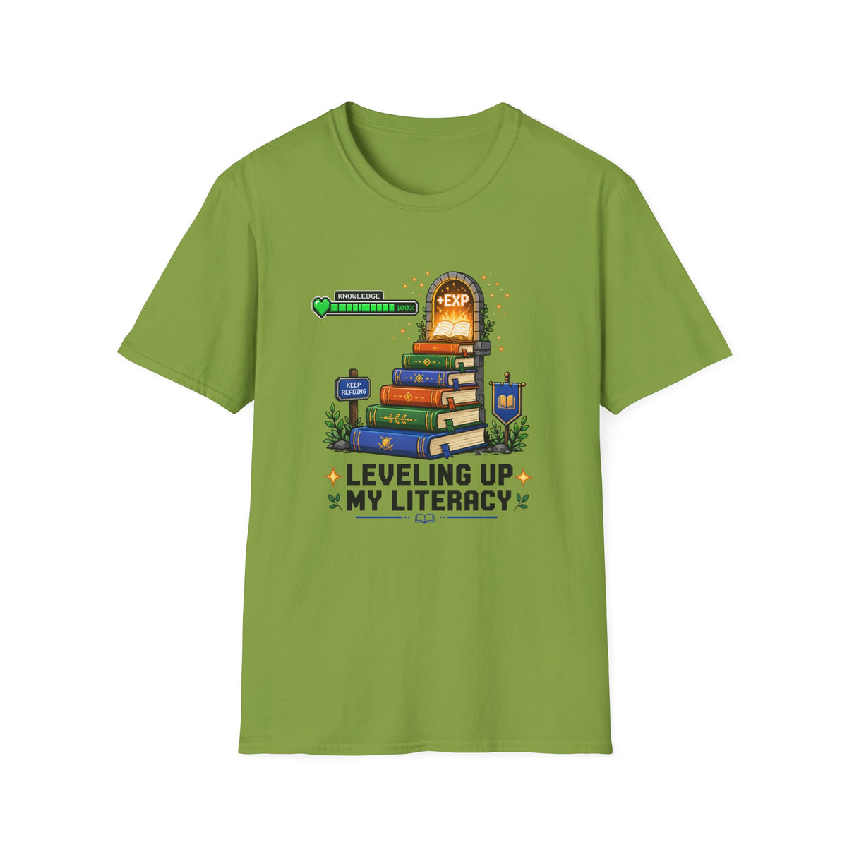 Literacy Level-Up T-Shirt — "Leveling Up My Literacy" Book Gamer Tee
