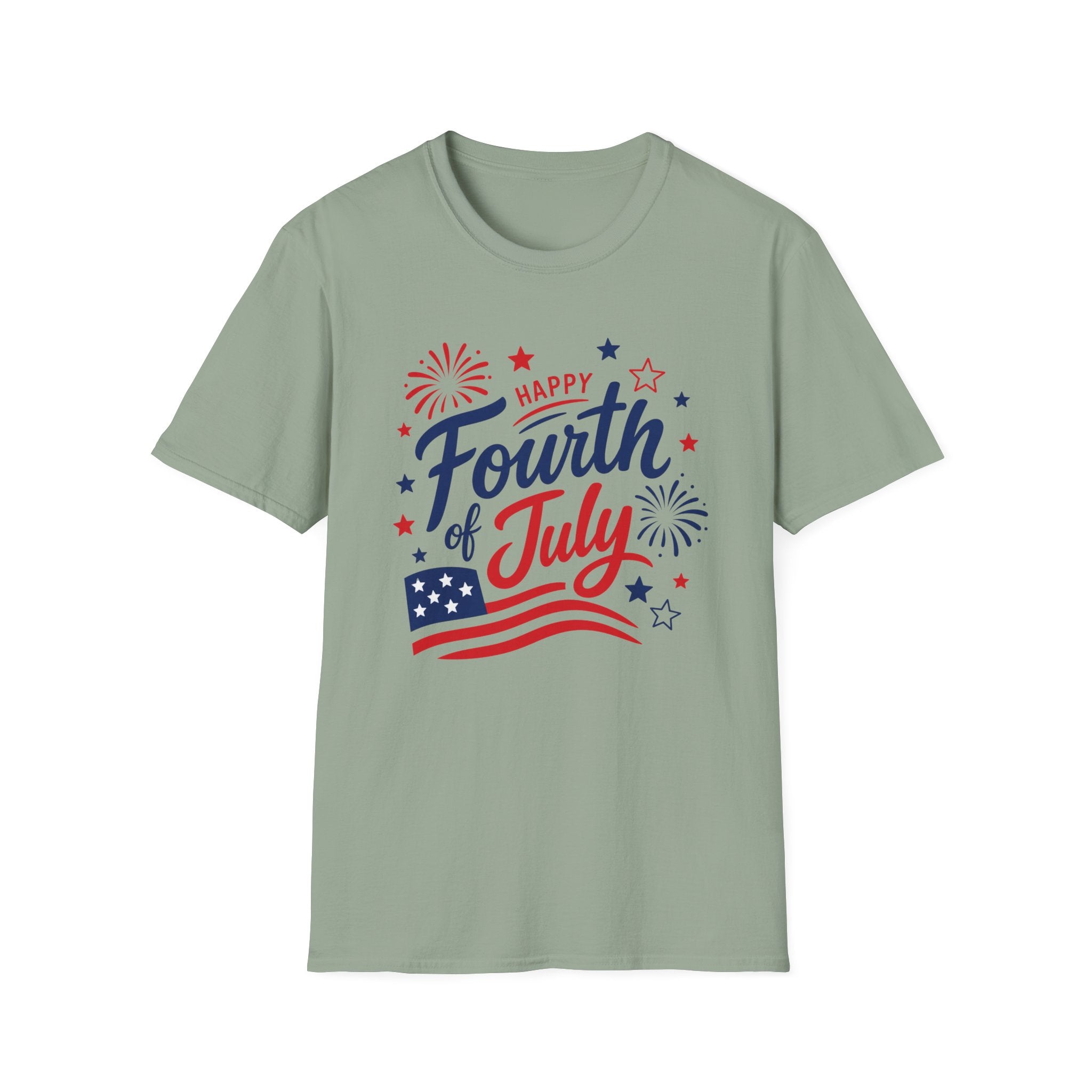 Patriotic Happy Fourth of July Graphic Tee USA Star Spangled- Celebration Flag T-Shirt