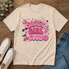 Sassy Girl Club T-Shirt — Retro Pink Bubble Letter Graphic Tee