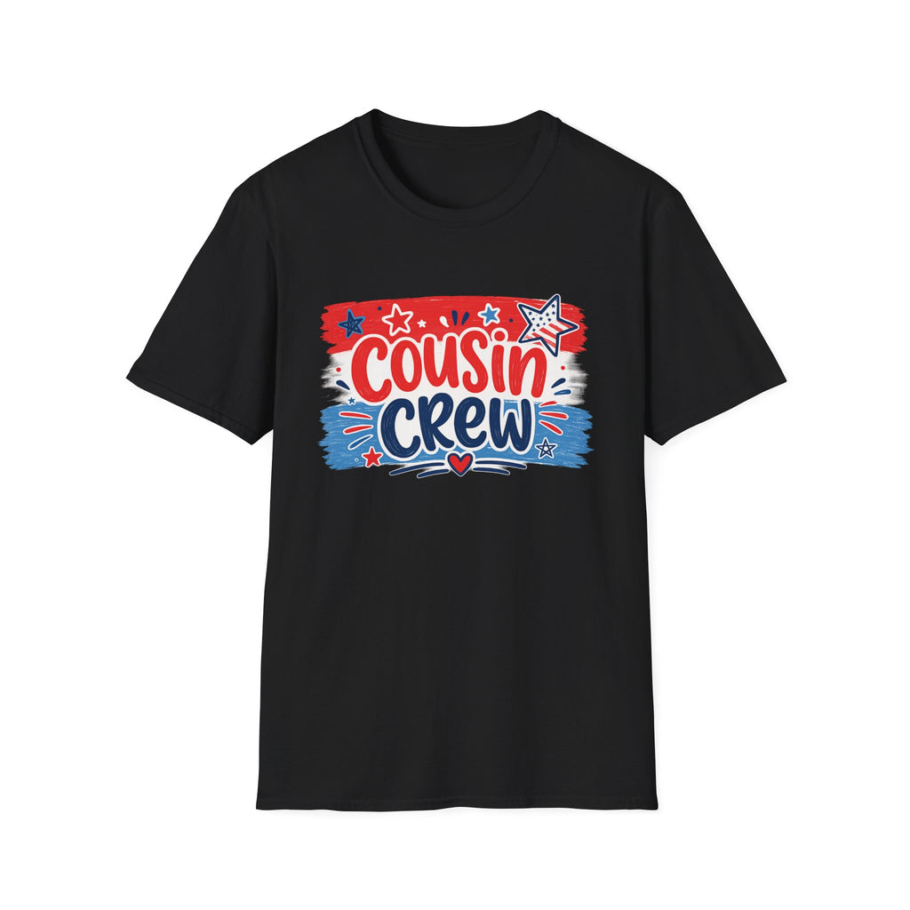 Patriotic Cousin Crew T-Shirt | Distressed American Flag Paint Stroke Graphic Tee, Fourth Of July Family Matching Top