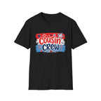 Patriotic Cousin Crew T-Shirt | Distressed American Flag Paint Stroke Graphic Tee, Fourth Of July Family Matching Top