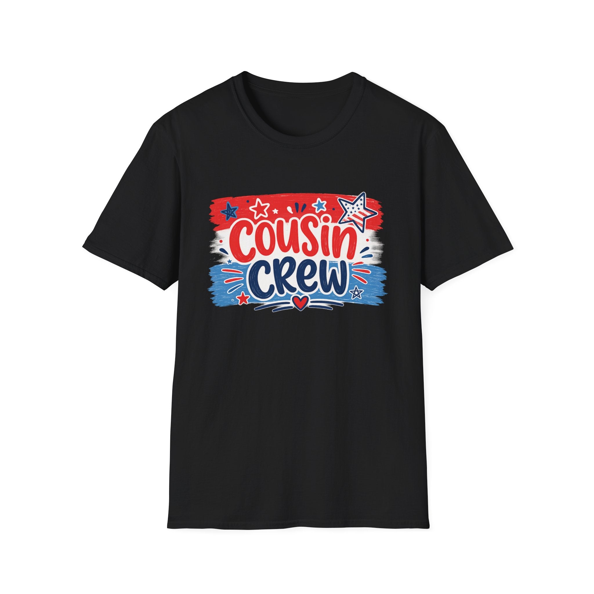 Patriotic Cousin Crew T-Shirt | Distressed American Flag Paint Stroke Graphic Tee, Fourth Of July Family Matching Top