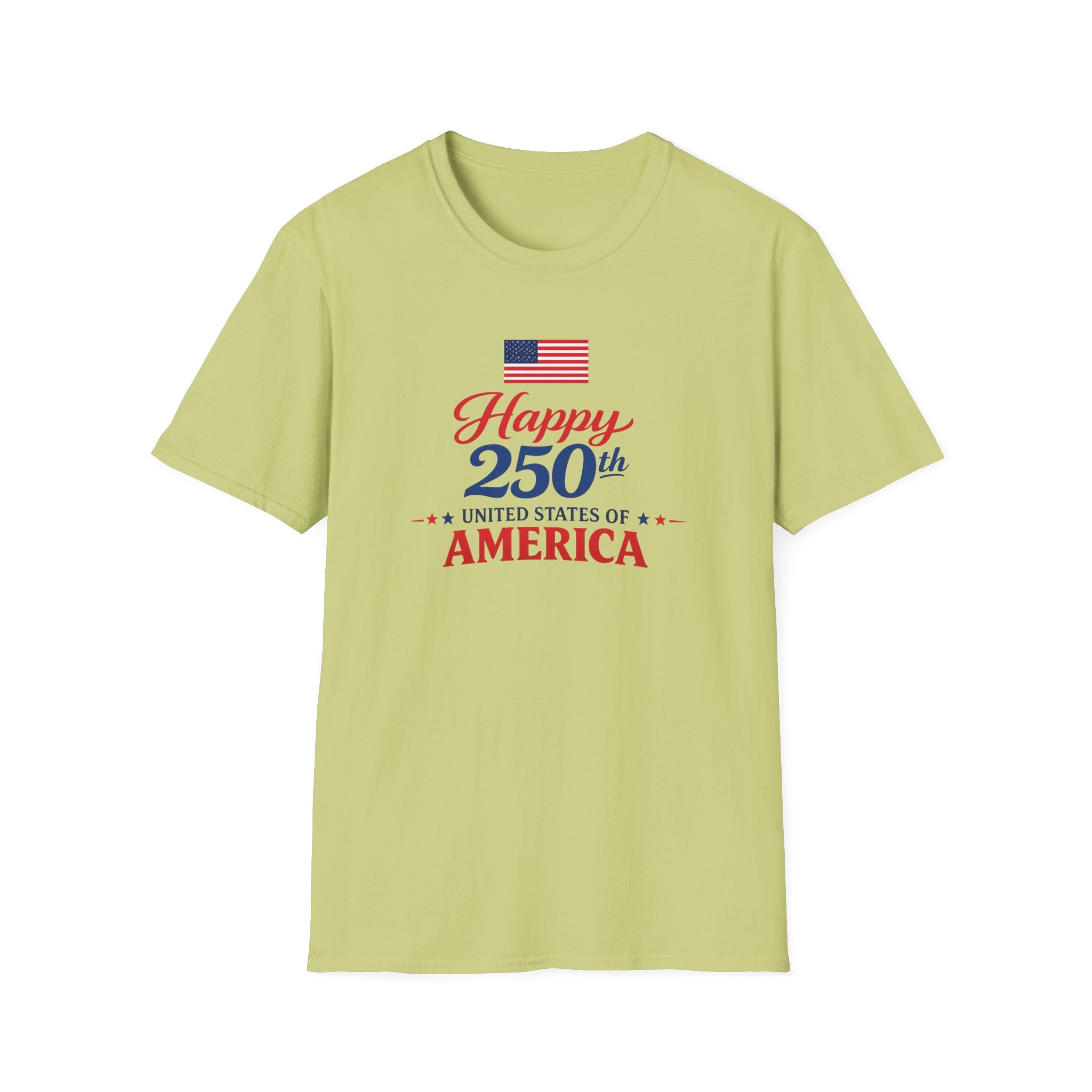 Happy 250th USA Tee, United States Anniversary Shirt, Red White Blue Patriotic Graphic Top, American Pride Celebration Outfit T-Shirt