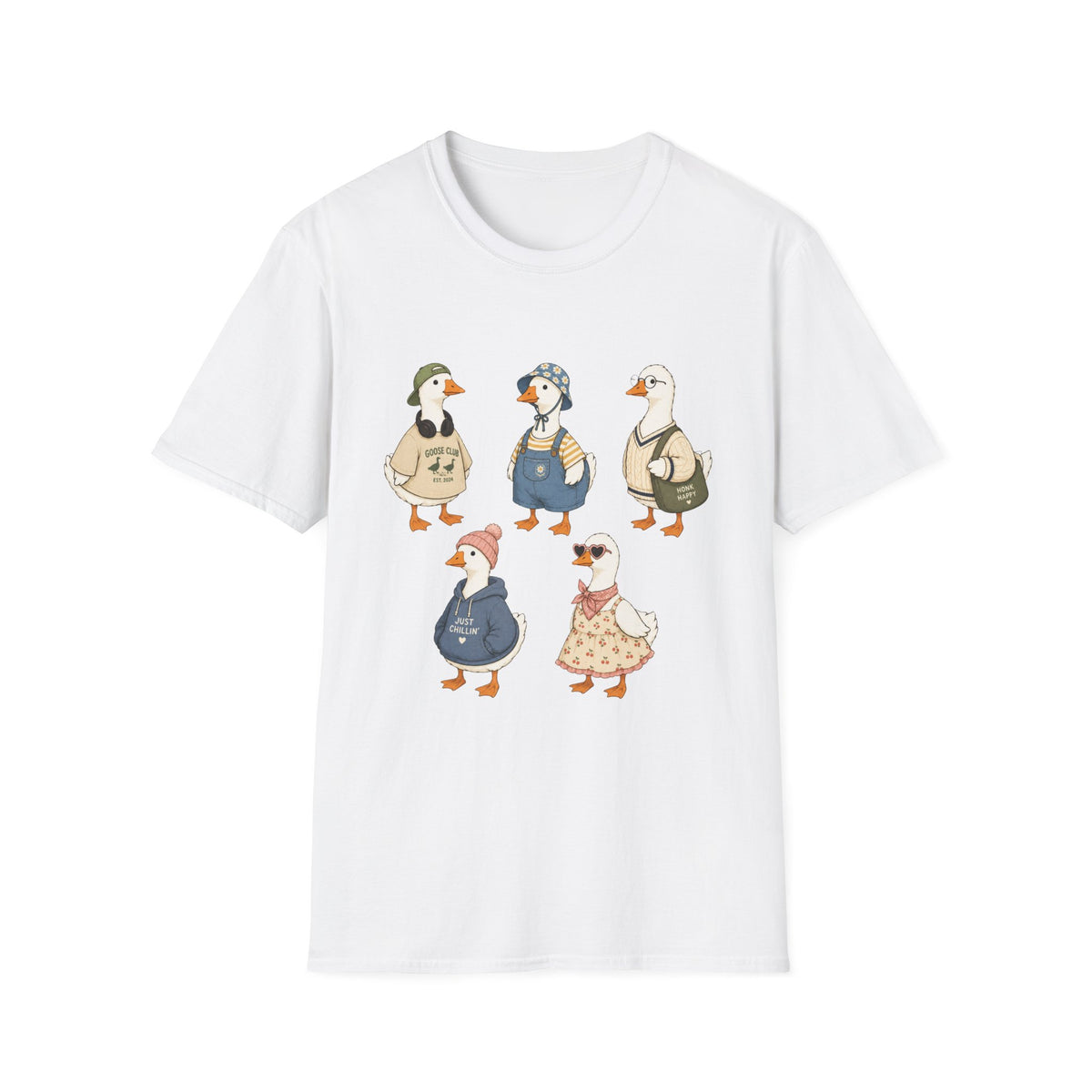 Cute Whimsical Vintage Goose Family T-Shirt