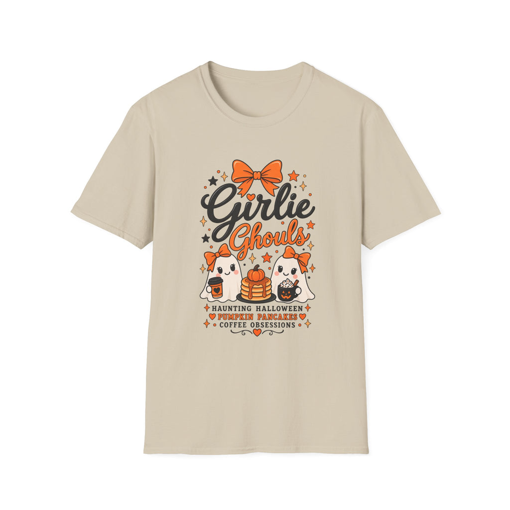 Girlie Ghouls Halloween T‑Shirt — Cute Orange Bow Spooky Graphic Tee